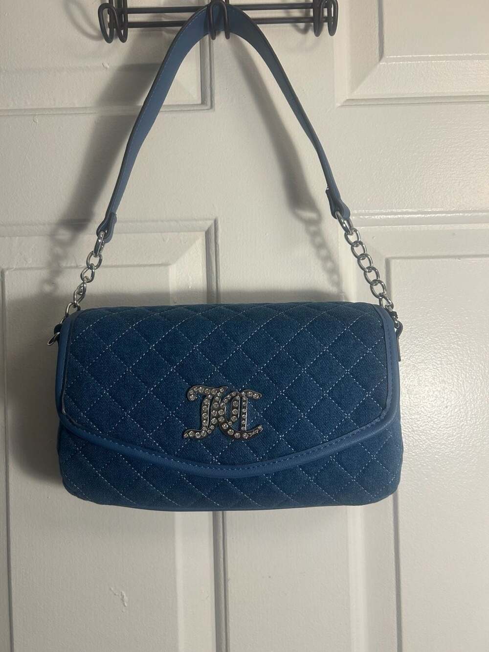 Juicy Couture Isn't She Lovely Flap Shoulder Bag Med Wash Denim